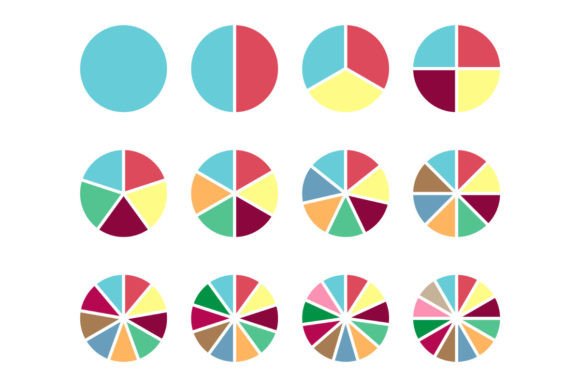 Circle Pie Chart Infographic Vector Set for Handmade Creations