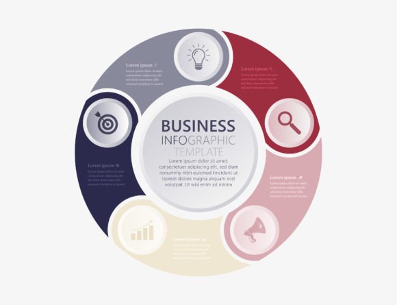 Five Steps Business Infographic Template for Clean Graphics