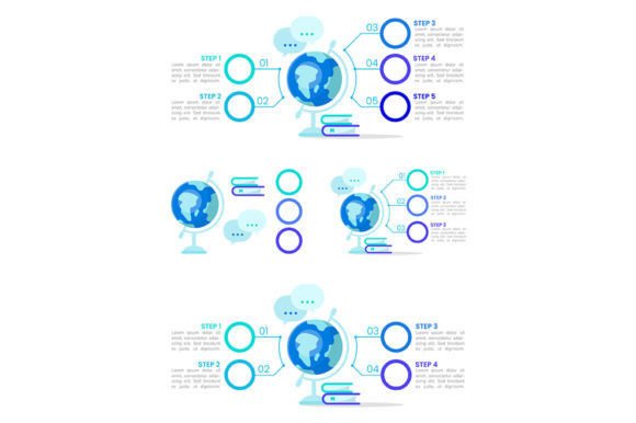 Learning Blue Infographic Template Set for Local Business Branding