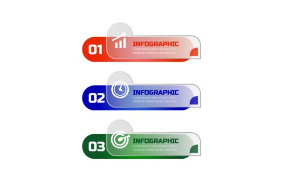 Three Business Infographic Element Glass for Modern Graphics