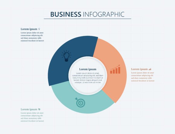 Three Steps Work Process Circle Business Graphics